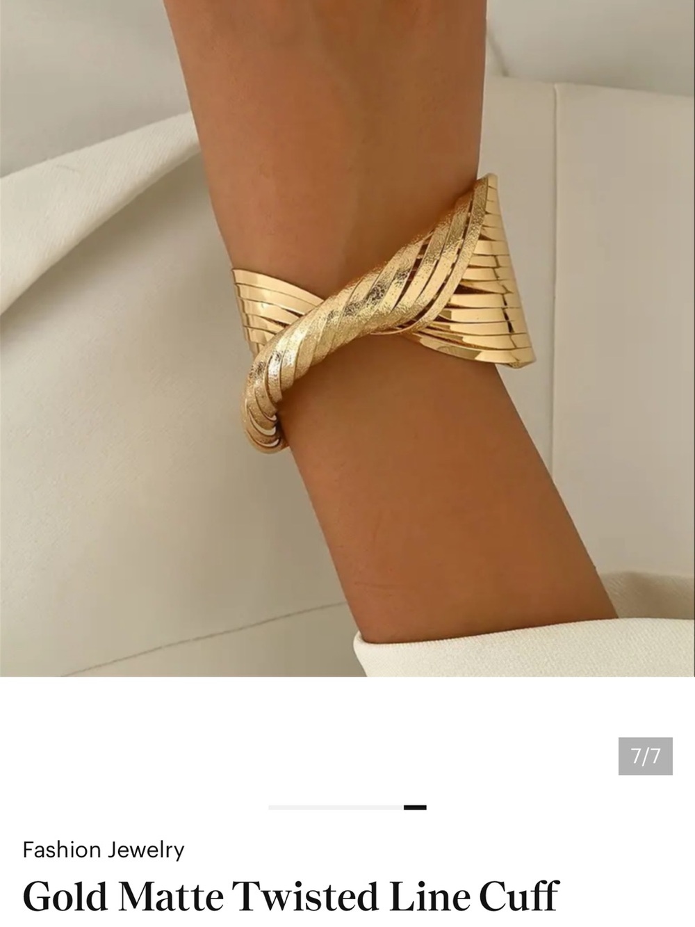Gold Matte Cuff Bracelet. - Picture 8 of 8